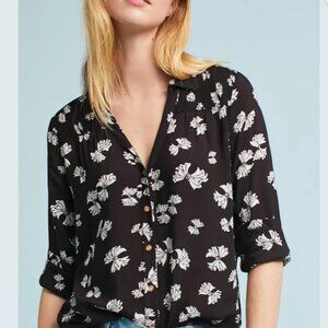 Black Bow Print Button down Shirt | MAEVE ANTHROPOLOGIE